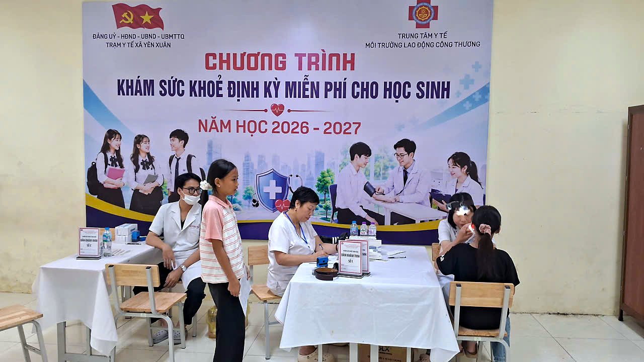 Trường THCS Yên Xuân tổ chức khám sức khỏe định kỳ cho học sinh năm học 2026–2027
