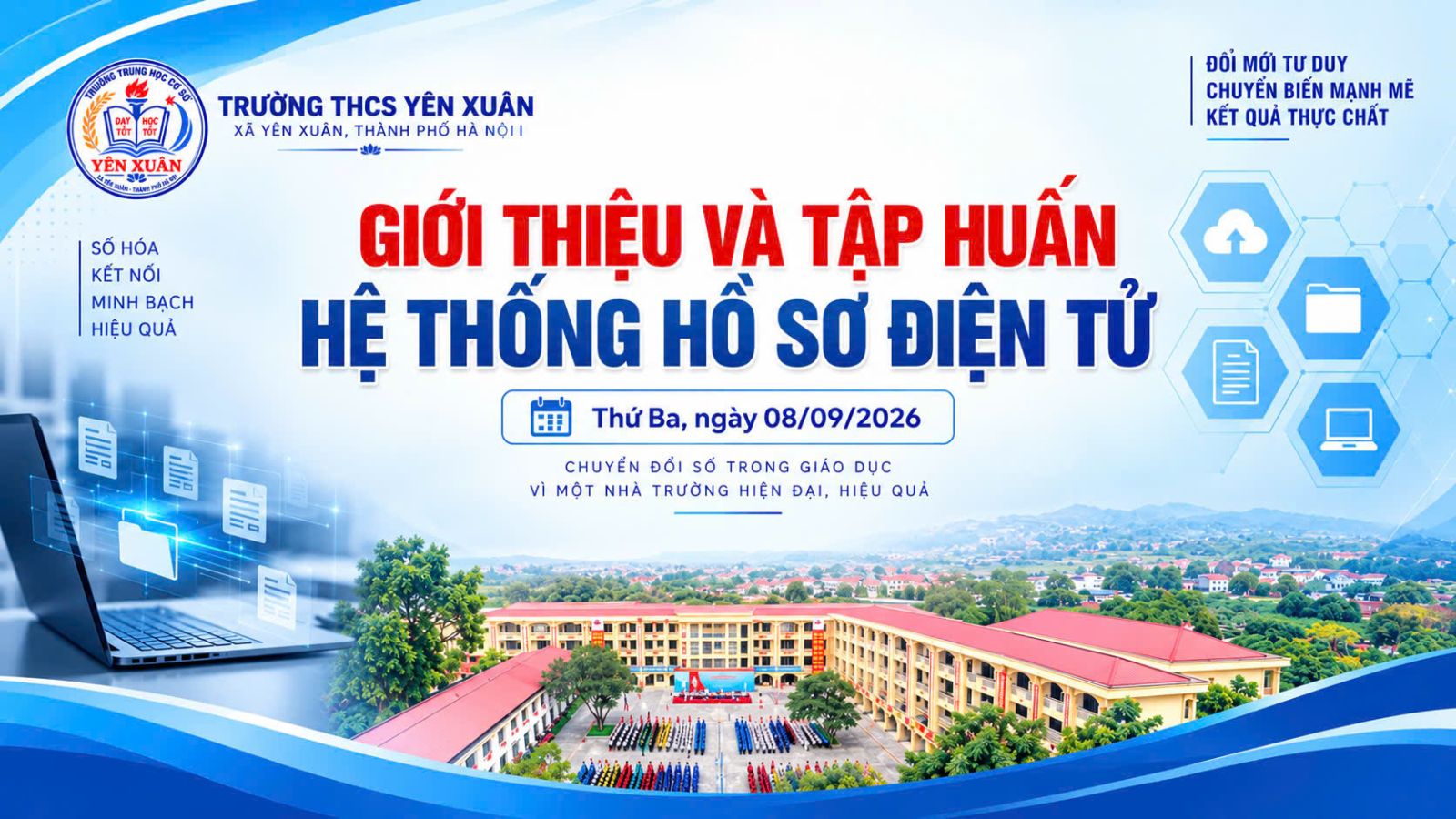 Trường THCS Yên Xuân tập huấn sử dụng Hệ thống Hồ sơ điện tử năm học 2026–2027